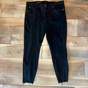 Kut From The Kloth, Women's Black Denim Ankle Skinny Jeans, Raw Hem, Size 14